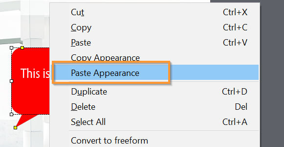 Paste smart shape appearance