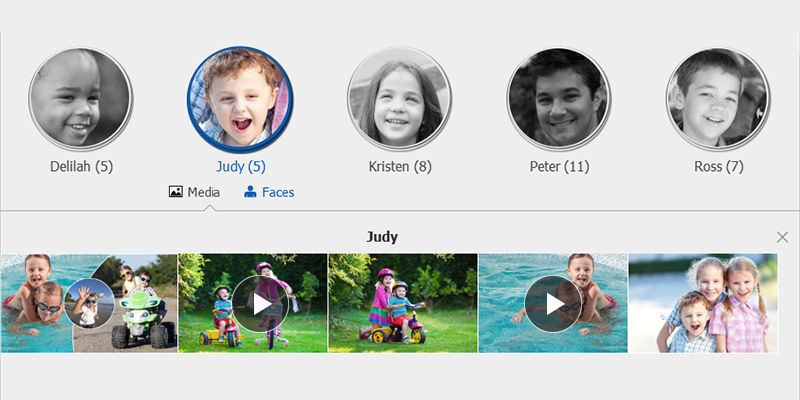 Find videos and photos organized in stacks in People view