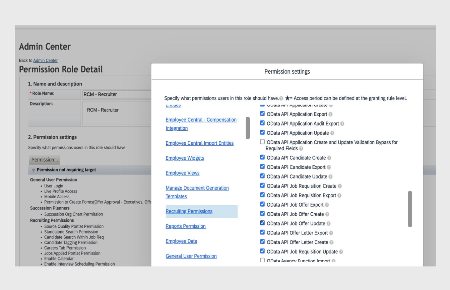 Verify the Odata permission