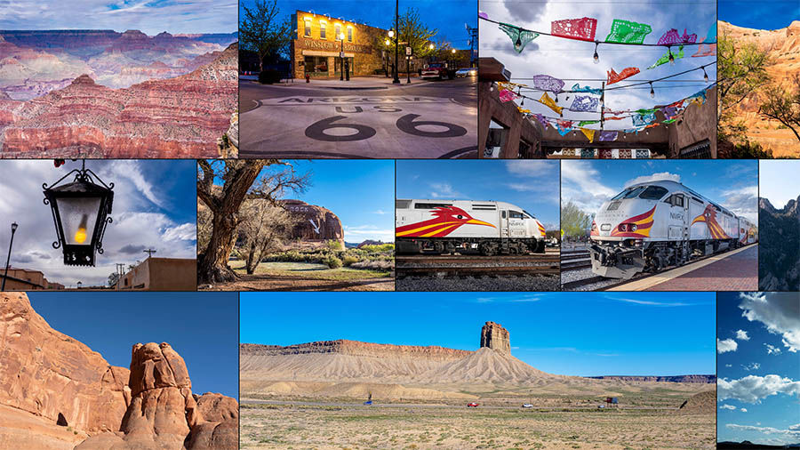 Photo collage with scenes of the American southwest