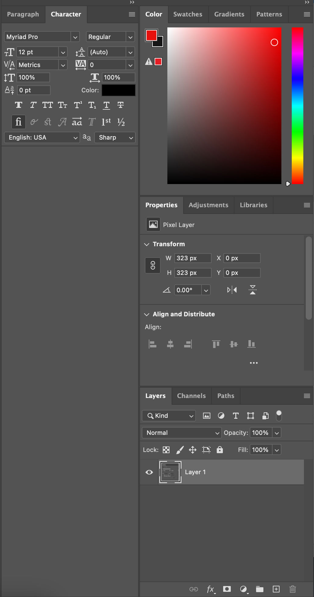 Merkki-, Kappale- ja Tekstitason ominaisuudet -paneeli