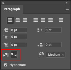 Paragraph panel in Photoshop 23.0