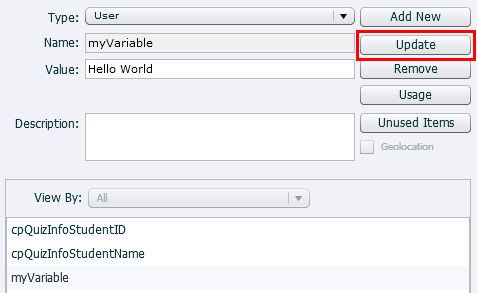 Update value of a variable