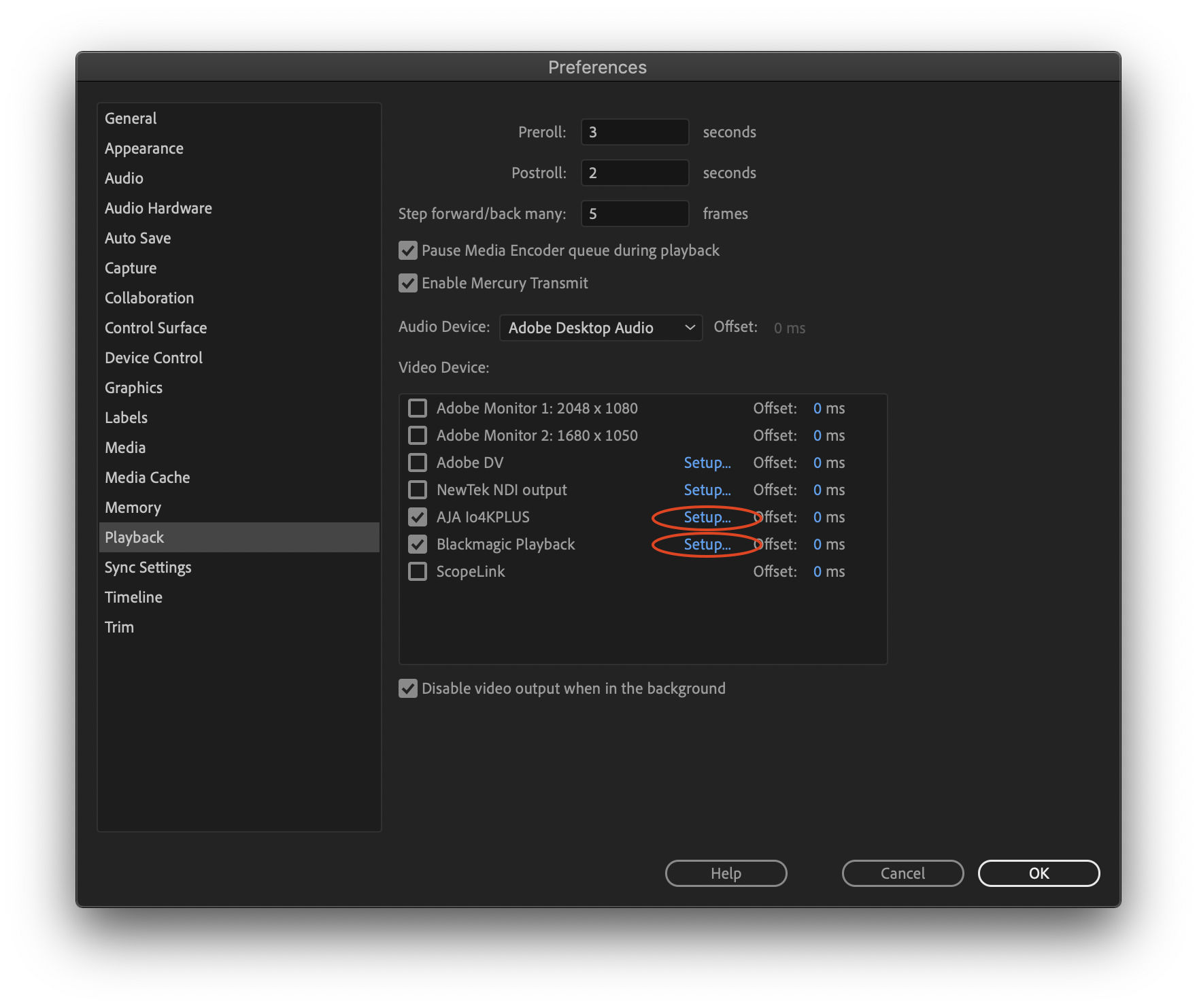 Setting Playback preferences
