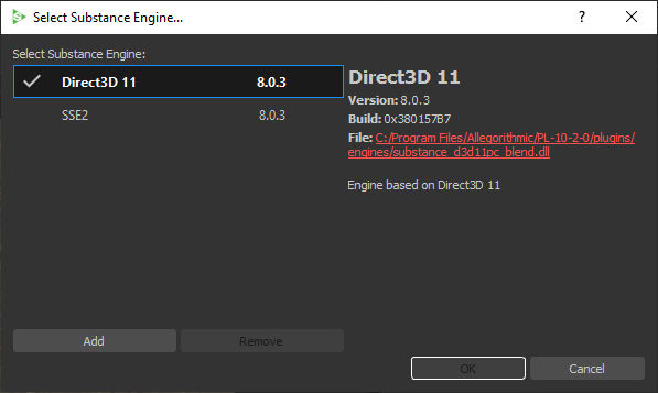 Switch engines dialog