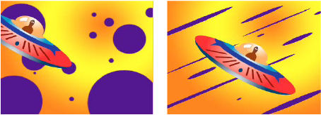 Brush strokes using 100% roundness (left) and varying percentages (right)