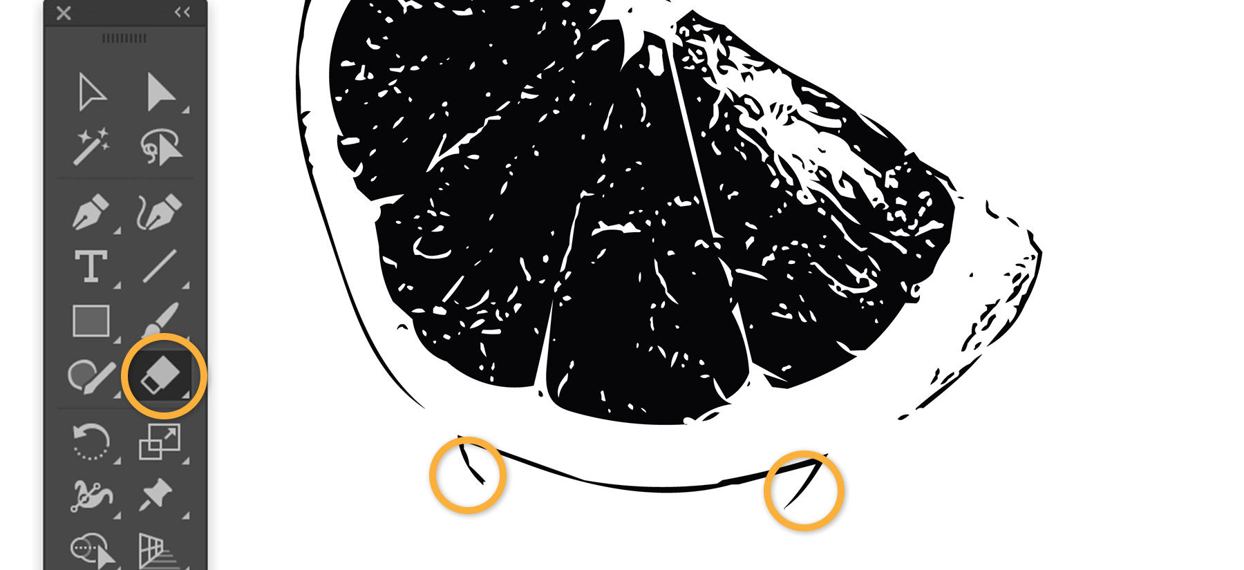 The Eraser tool is used to remove unwanted lines