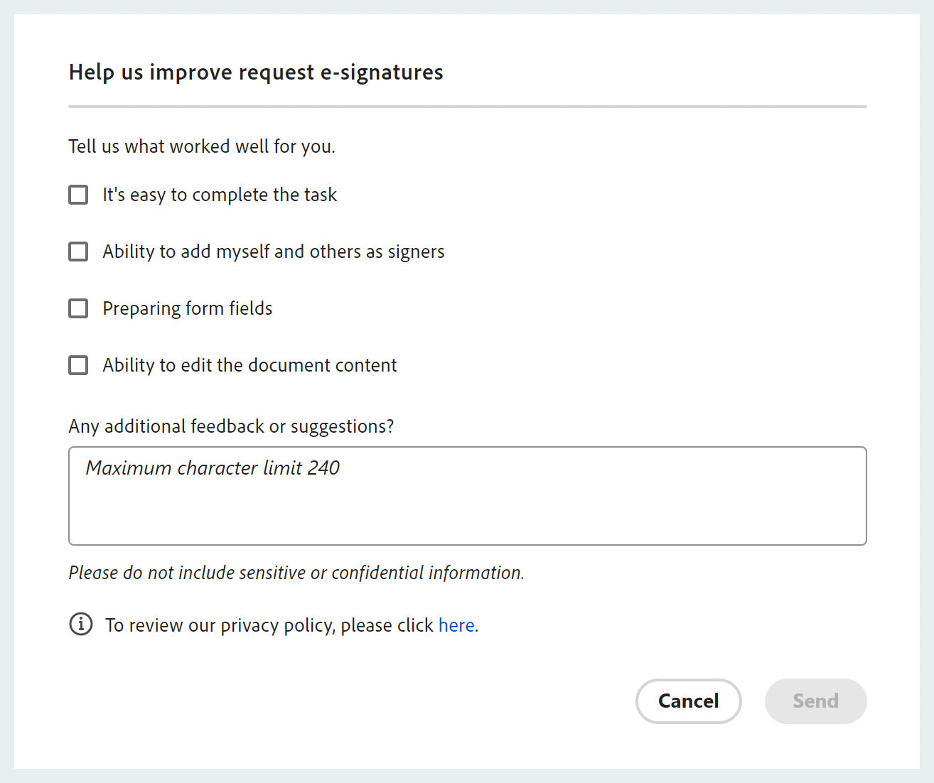 Positive feedback for request signatures