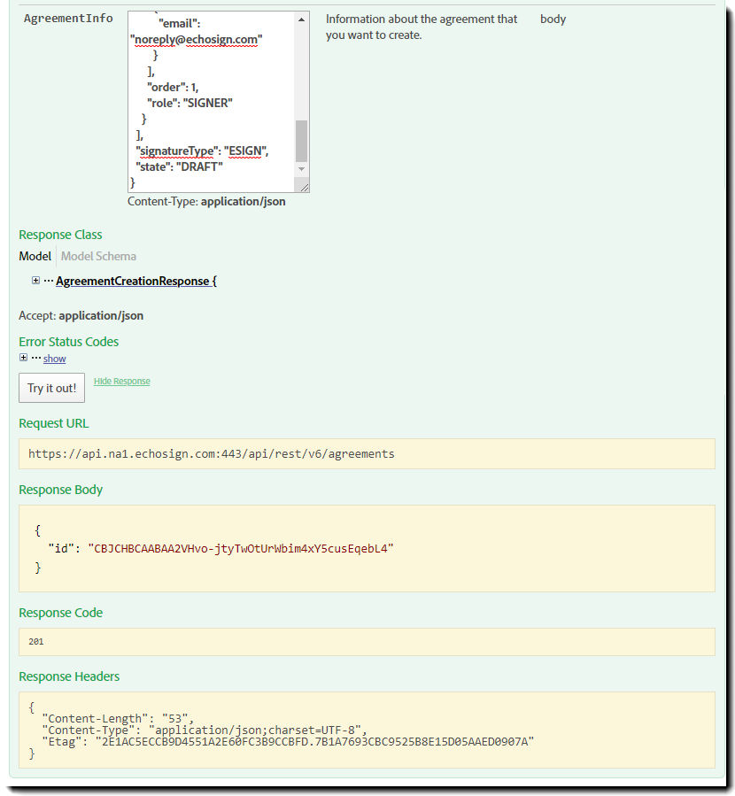 POST agreement method response