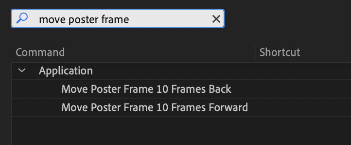 Keyboard shortcuts to move poster frame