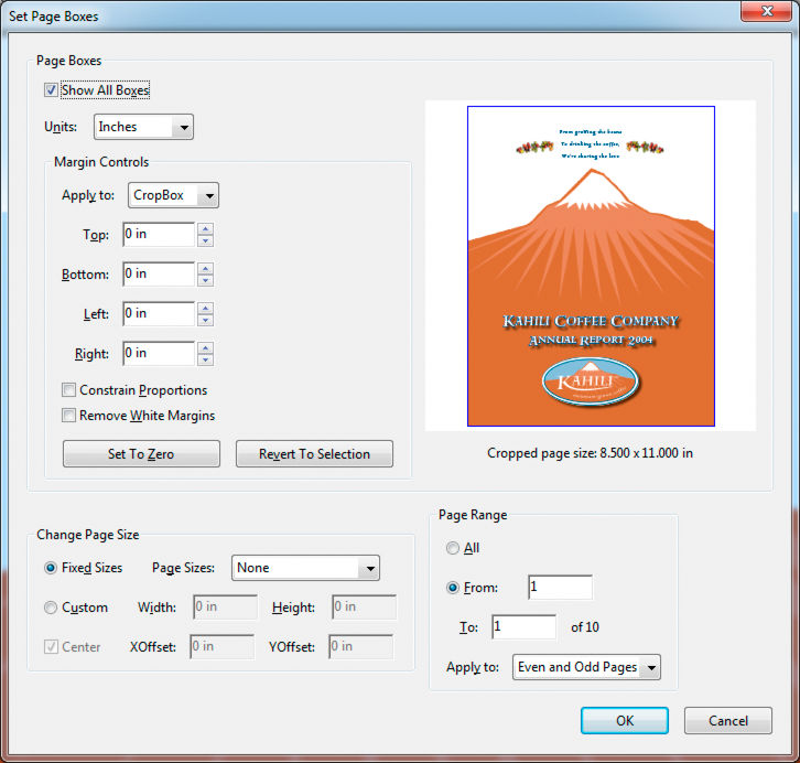 Page Boxes dialog box