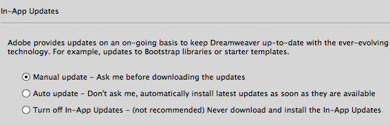 In-App updates preferences