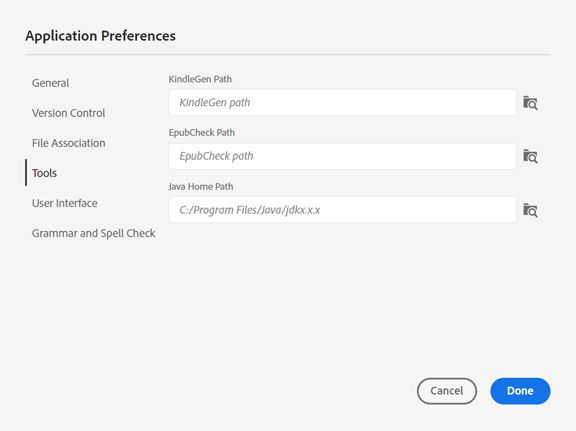 eBook path preferences