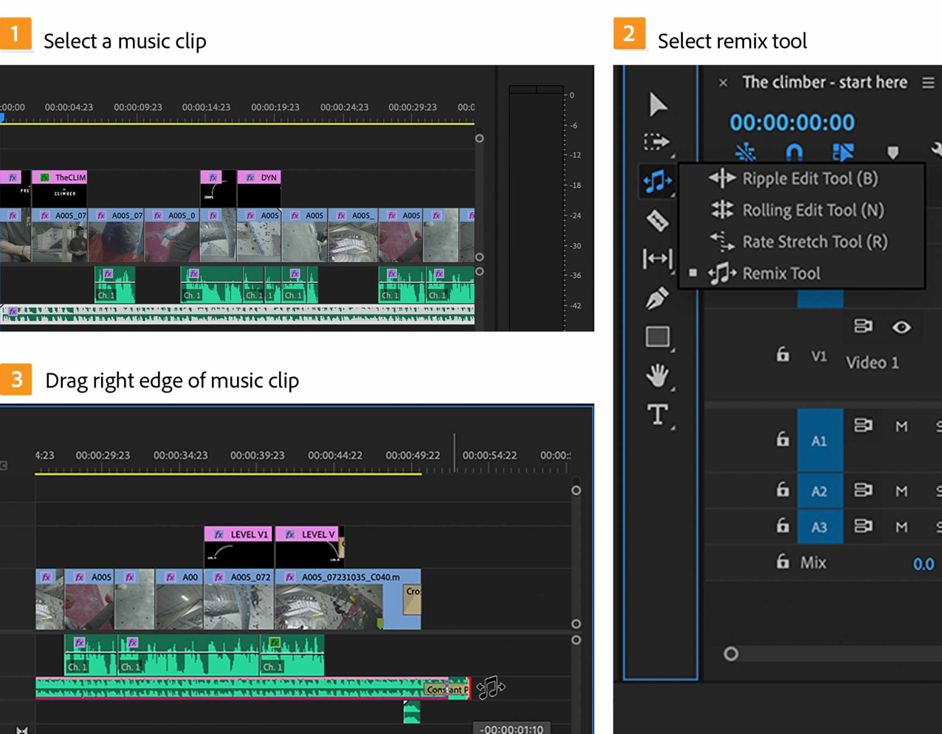 Remix music tracks automatically in Premiere Pro