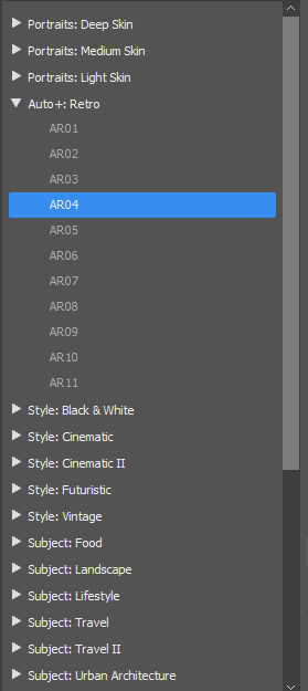 New Premium Presets in the Presets panel