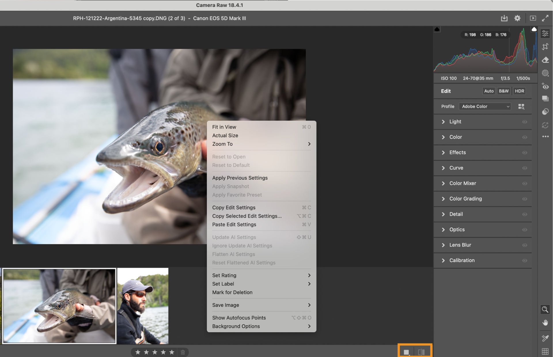 Preview in Camera Raw