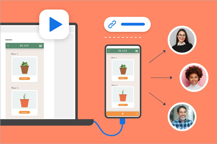 Preview prototype in-app, on a mobile device, or on a browser