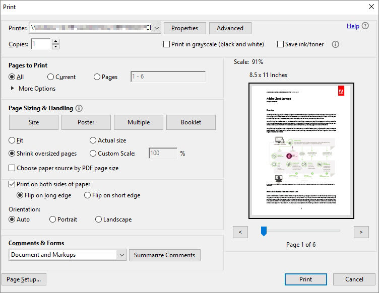 New improved print dialog box