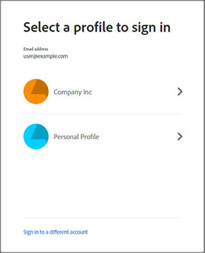 Profile selector with one business and one personal profile