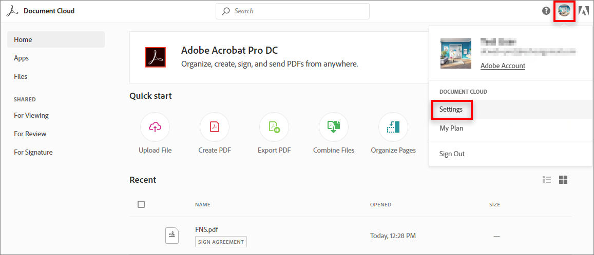 Profile settings