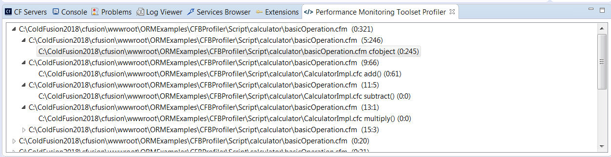 Profiler results