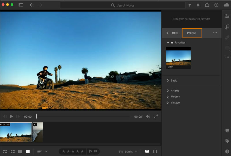 Add profile to your videos in Lightroom desktop