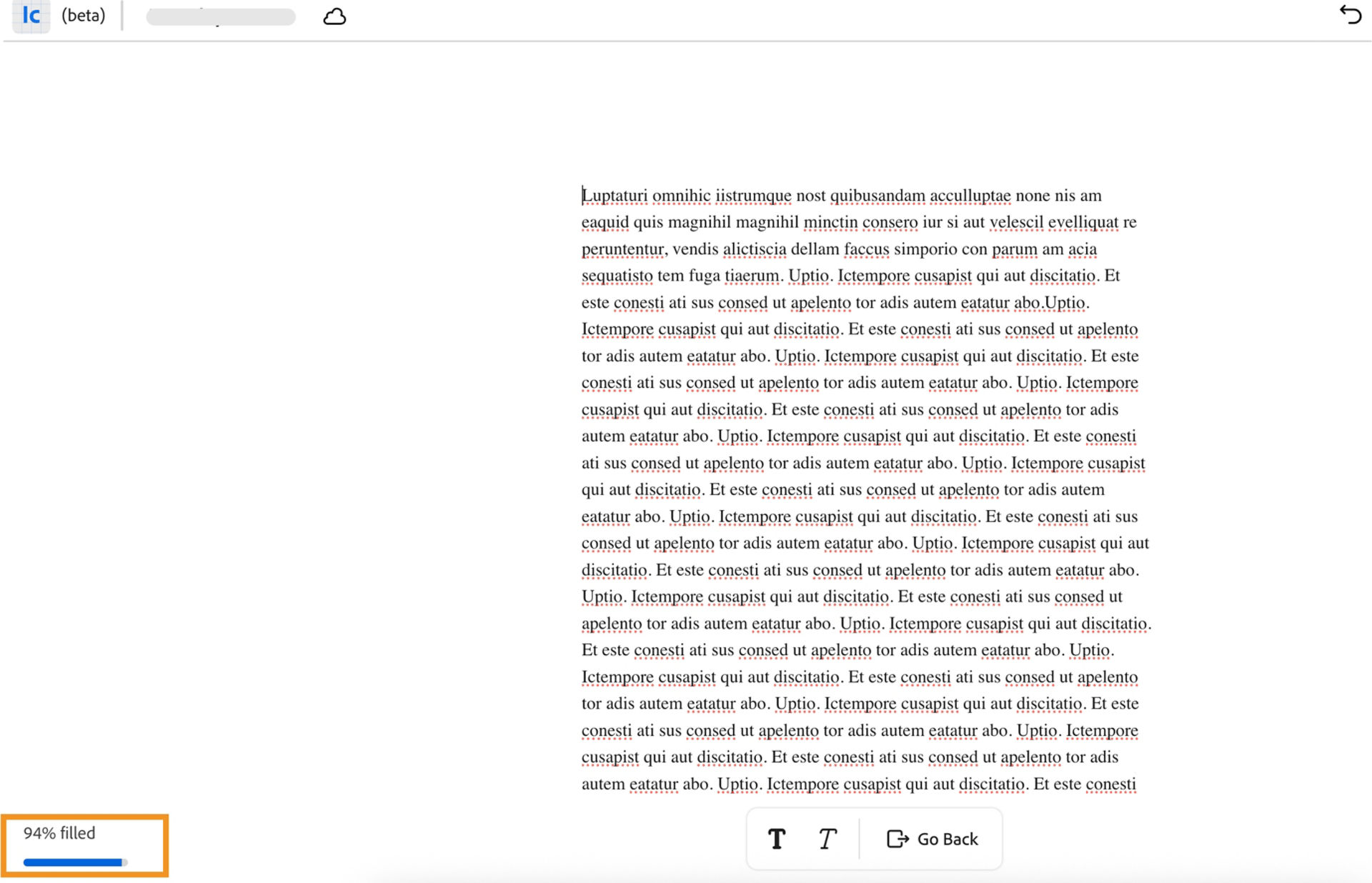 A progress counter showing how much of the space is filled while working in focus mode