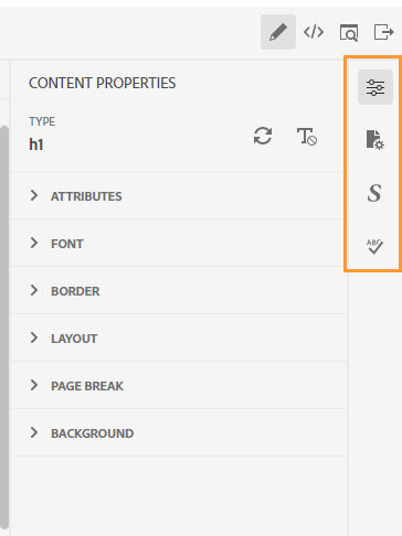 Use the tabs in the Properties panel to edit content properties.