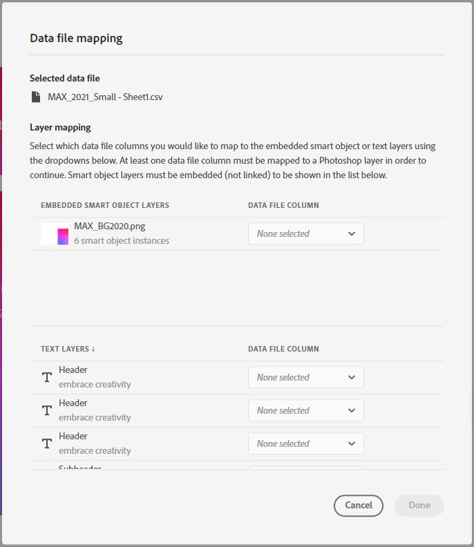 Data file mapping