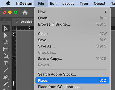 Choose File > Place to place Photoshop file in InDesign