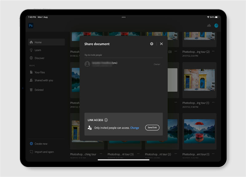 Invite to edit cloud documents from the home screen