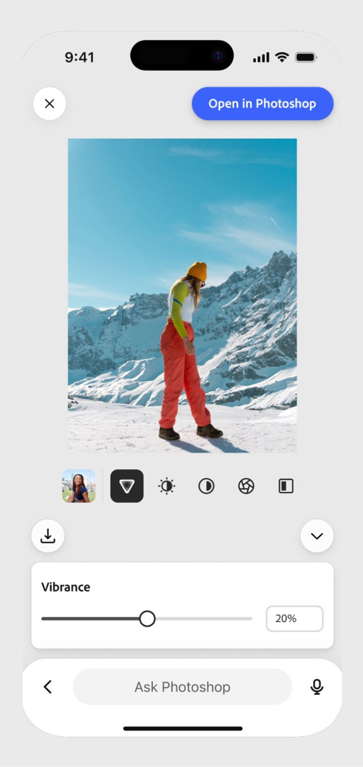 ChatGPT displays Photoshop-generated previews of Lens Distortion and Comic effects applied to a photo of two women. 