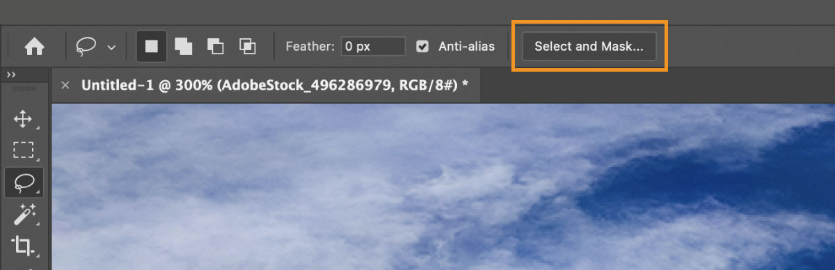 Options bar | Select and Mask button