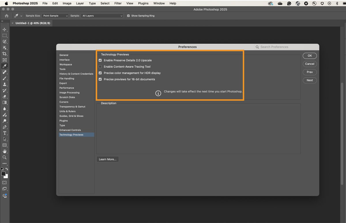 Technology Previews in Photoshop
