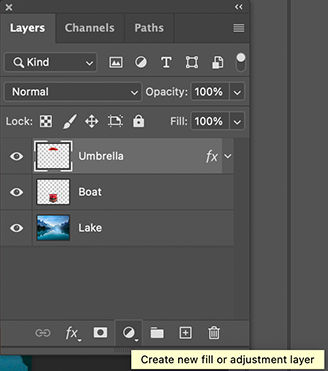 Create an adjustment or fill layer in Photoshop