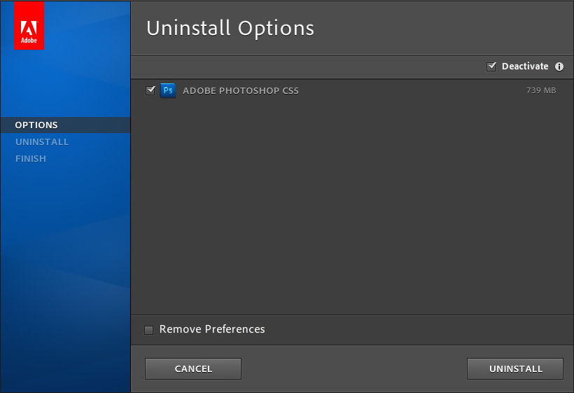 Uninstall Adobe Creative Suite 5.5 or Creative Suite 5