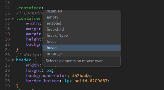 Psuedo-selector code hints
