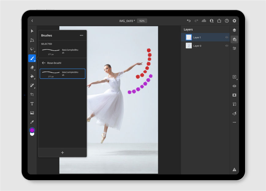 Apply Capture brushes in Photoshop on the iPad