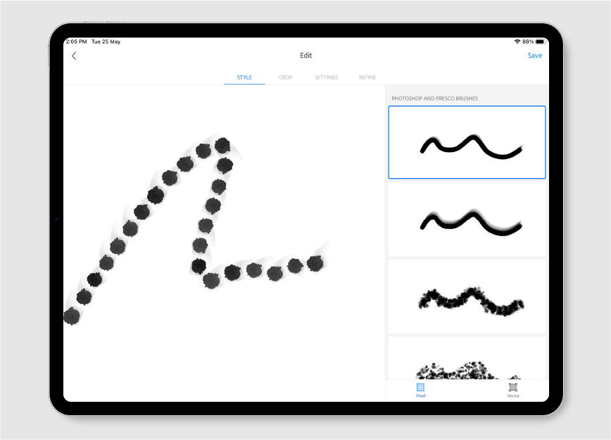 Customize properties of your Capture brushes
