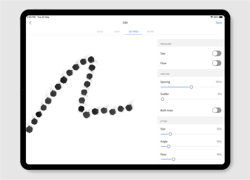 Customize properties of your Capture brushes