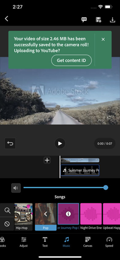Screen grab showing the pop-up for getting content ID