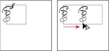 Drawing texture on the left side of the bounding box (left), and then copying texture and rectangle (right)