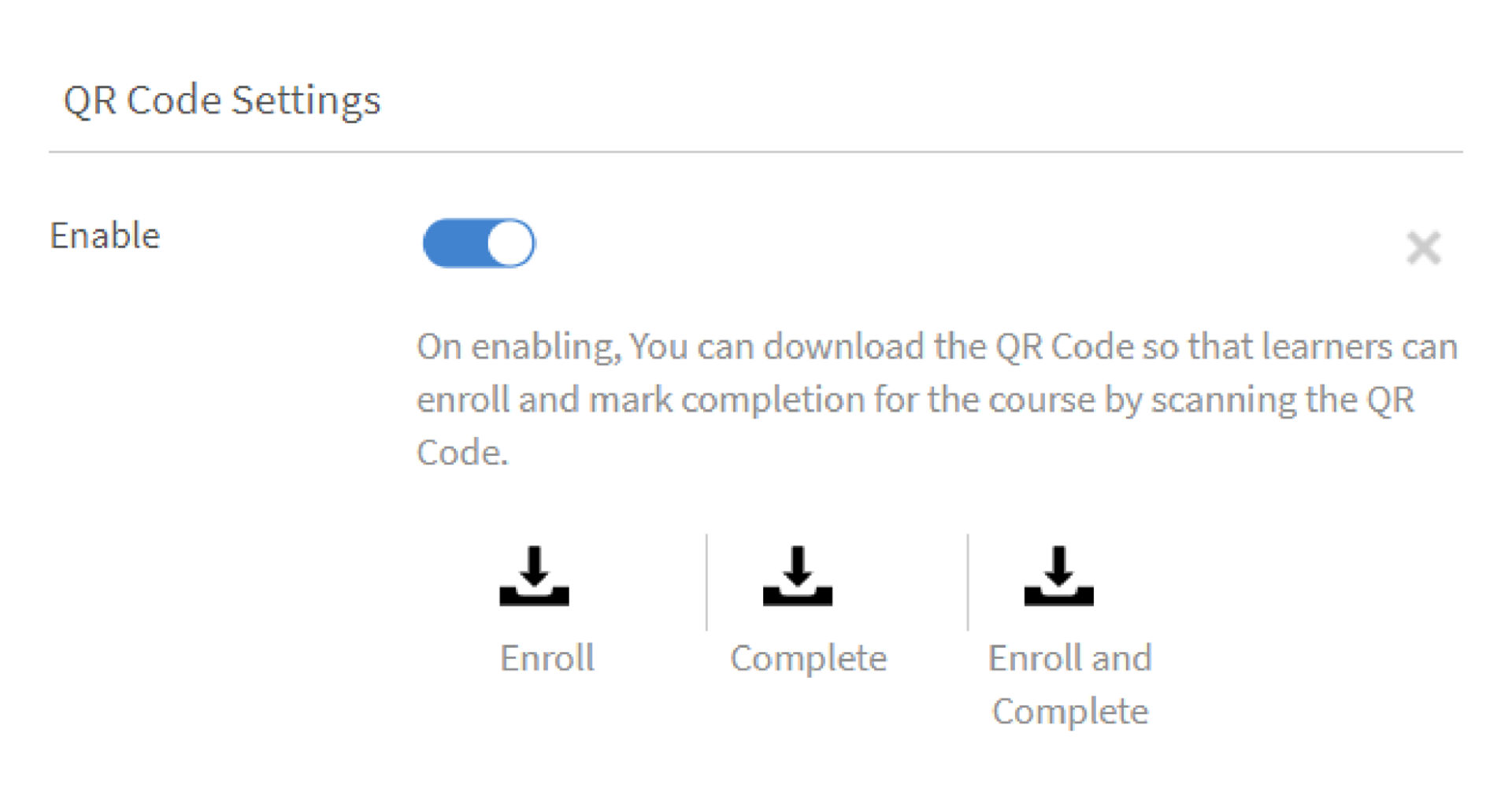 QR code to enroll, complete and enroll&complete courses