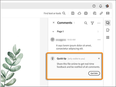 Prompt to upload file online to start review