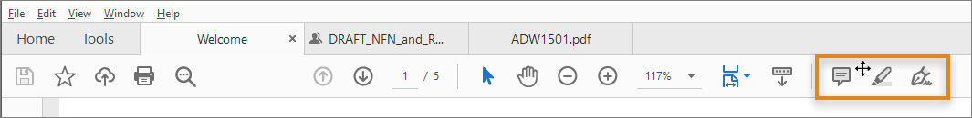Hover over the quick tools cluster to display the drag arrow
