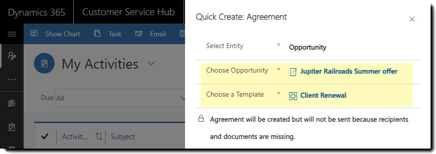 Quick Create - Define template