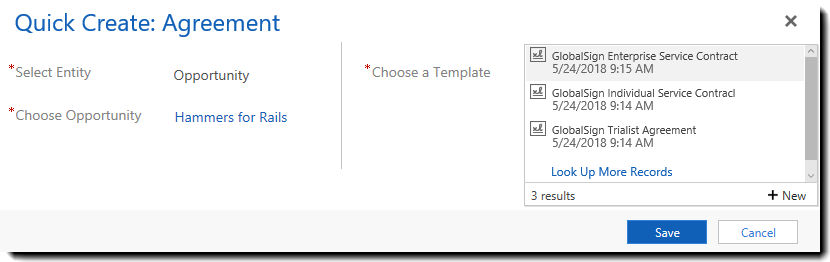 Quick Create - Define template