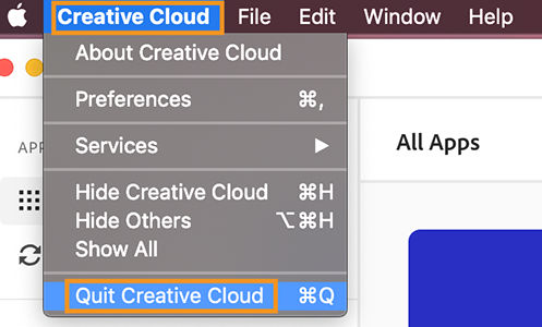 Option to quit Creative Cloud desktop app