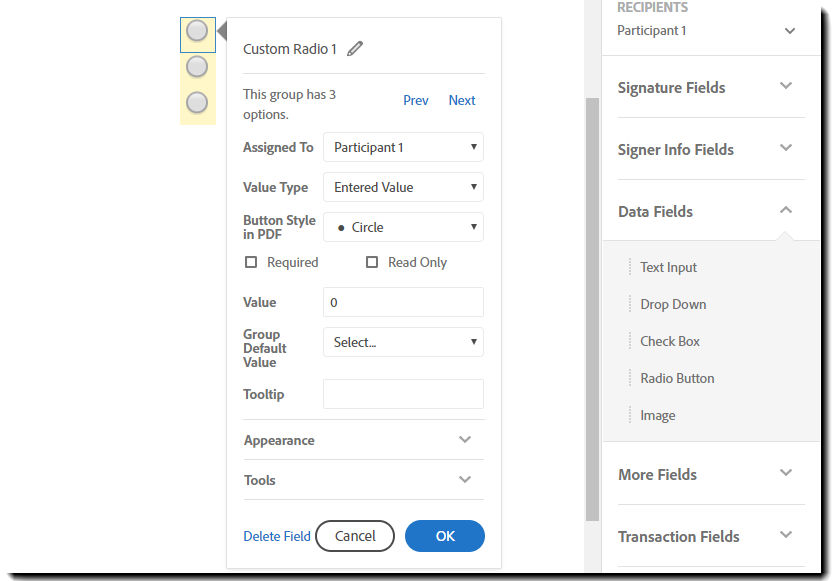 Radio Button Properties