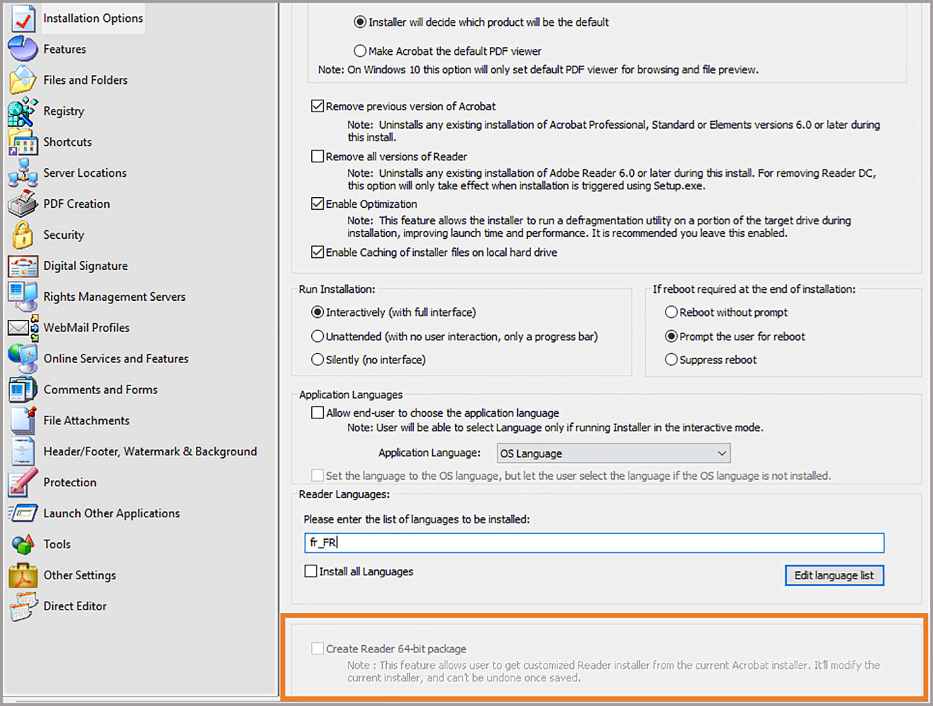 Install Acrobat 64-bit as Reader package